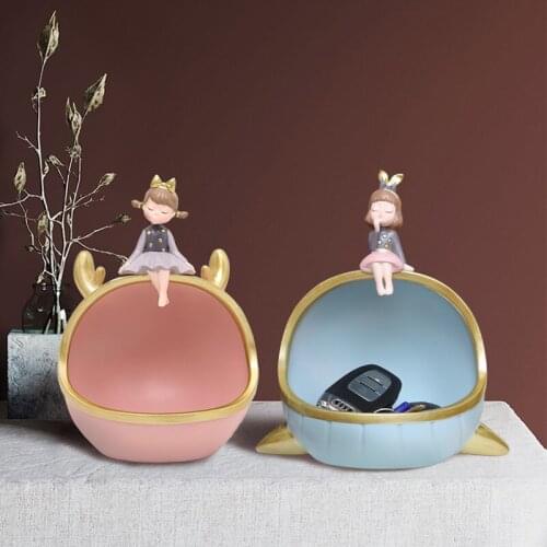 Nordic creative key to collect ornaments cartoon girl light luxury network red TV cabinet living room decoration home decore