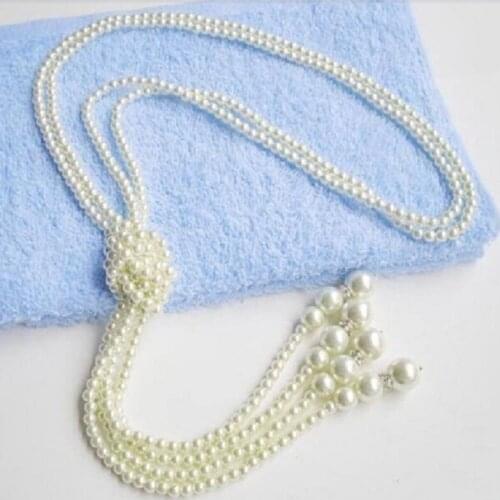 Brand New Designer Classcial Layers Statement Fashion White Charms Artificial Chain Long imitation Pearls Necklace