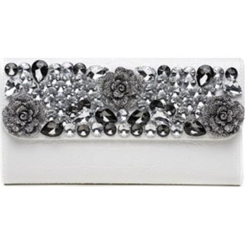 Famous design cow Leather diamond-studded womens clutch bag Ladies flap bag dinner Evening bag Cosmetic bag envelope handbag