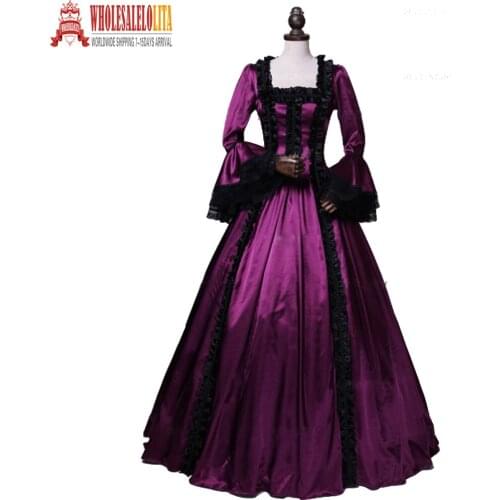 Vintage Victorian Gothic Medieval Costume Female Party Costume Masquerade satin Vintage Cosplay Other Long Sleeves Cap