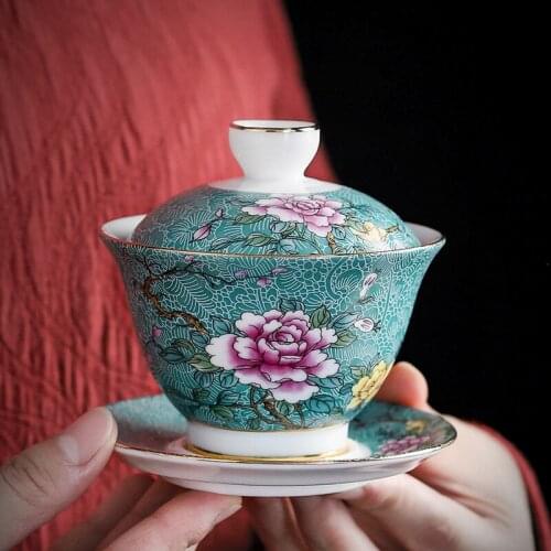 NEWYEARNEW 110ml Ceramic Tureen Tea Cup Set Teaware Accessories Home Decoration High Quality Husband Business Wedding Gift