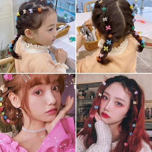 100PCS Kid Resin Mini Jaw Clip Chrysanthemum Hand Butterfly Hair Claw Small Hair Grip Claw Colorful Hair Clip Headwear