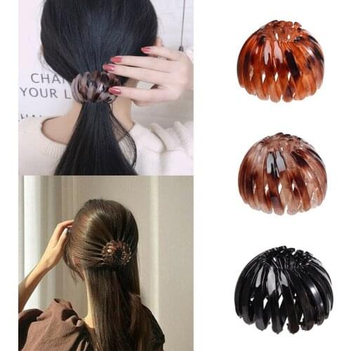 Rhinestone Ponytail Buckle Bud ball Hairpin Rings for Lady Girl Leopard Hairbands Bundled Hair Fixed Hairstyle Hair Styling Claw