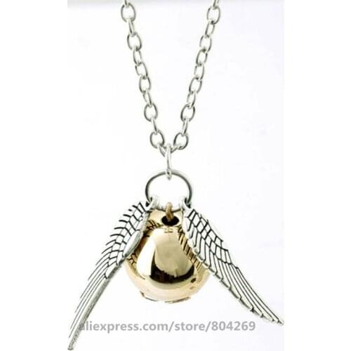 Women and men Fashion retro Deathly Hallows Necklace Ball Wings Feather Necklaces & Pendants Choker