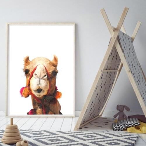Animal Camel Wall Art Desert Print and Poster Feather Photography Canvas Painting Wall Art Pictures Bohemian Prints Room Decor