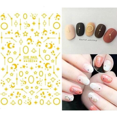 1 Pcs Nail Art Moon Ornament Sticker Marine Style Bronzing Laser Pattern Nail Decoration Nail Art Sticker
