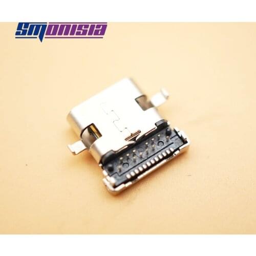 Smonisia 100pcs Copper Female Socket USB 3.1 Connector Type-C 24P Heavy Plate SMT Taping Flapper Jack