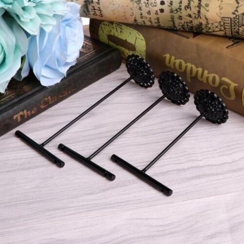 3 Pcs Alloy Earrings Display T-Shape Stand Showcase Jewelry Organizer Holder