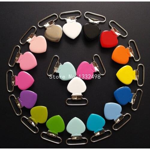 480pcs Per Lot Metal Heart Shaped Suspender Clips Heart Baby Pacifier Clips Holder 25mm Lead Free