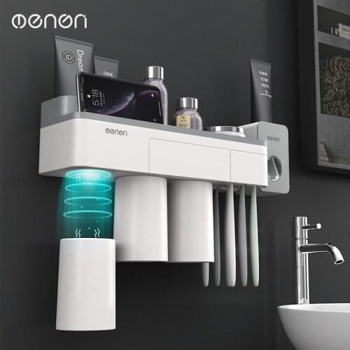 Bathroom Accessories Toothbrush Holder Automatic Toothpaste Dispenser Holder Wall Mount Rack Storage Bathroom Home cup holder