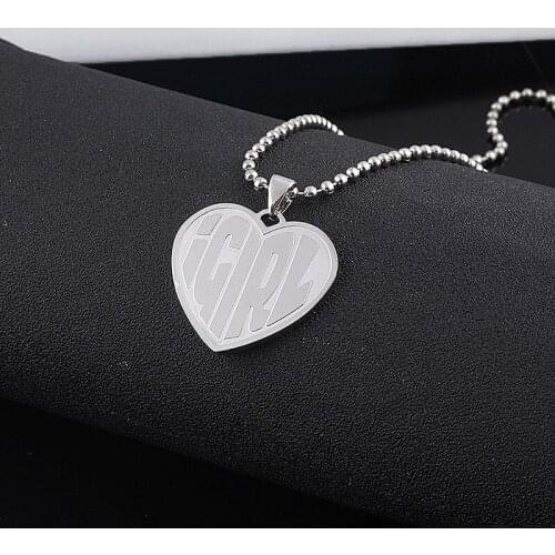 Gothic Punk IGIRL Heart Necklace Harajuku Heavy Polishing Stainless Steel Bead Chain Choker Necklaces Party Bijoux Femme