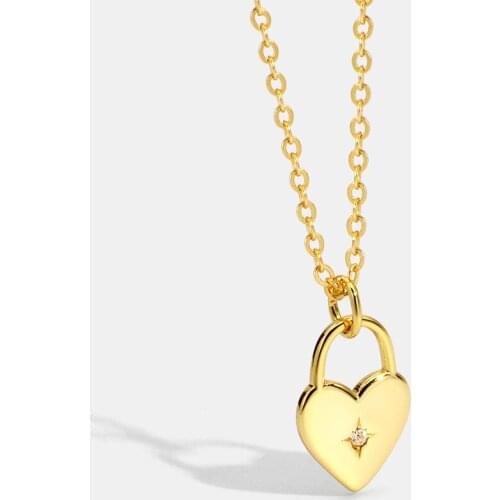 Padlock Pendant Necklace Love Heart Necklaces for Women Brass Copper Fashionable Accessories Luxury Gift for Woman 10pcs/lot