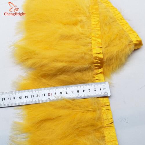 ChengBright New 1Yards Turkey Feathers Trim Cloth Sideband Chicken Pheasant Feather Trims Clothing Wedding Feather Ribbon A