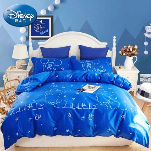 Disney Mickey Minnie Mouse Cotton Bedding Set Autumn Winter Comforter Duvet Cover Flat Bed Sheet Pillowcae Boys Girls Bedlinen