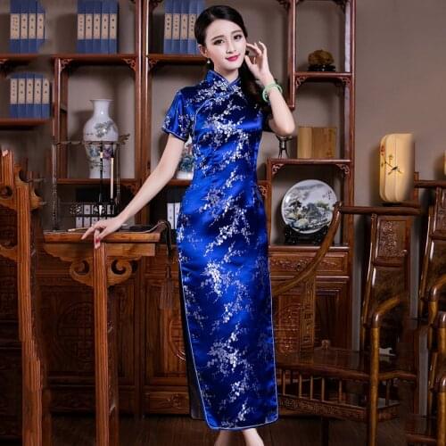 Long Knit Flower Women Evening Party Gress Mandarin Collar Novelty Tight Cheongsam Short Sleeve Split Classic Qipao Vestidso