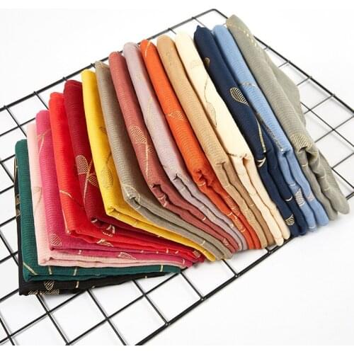 Hot stamping Gold Leaf Pattern Hijab Scarf Popular Glitter Floral Muslim Headband Head Wrap Women Islamic Veil Turban Long Shawl