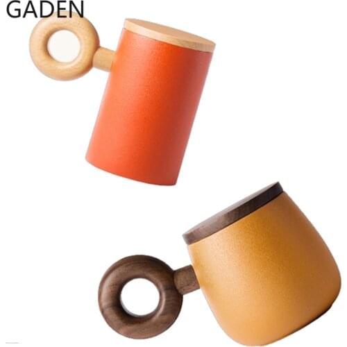 350ML Ceramic Mug Cute Milk Cup Creative Circle Handle with Lid Coffee Cup Guest Coffee Table Tea Set Decorative Coffee Utensils