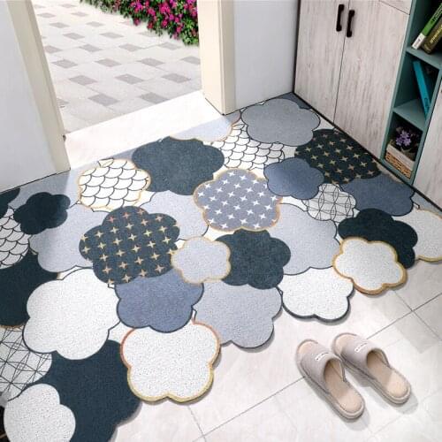 Geometry Plaid Rubber Doormat Washable Non-slip Rug for Hallway Resist Dirt Trapper Rugs Easy Clean Carpet Entryway Matray Black