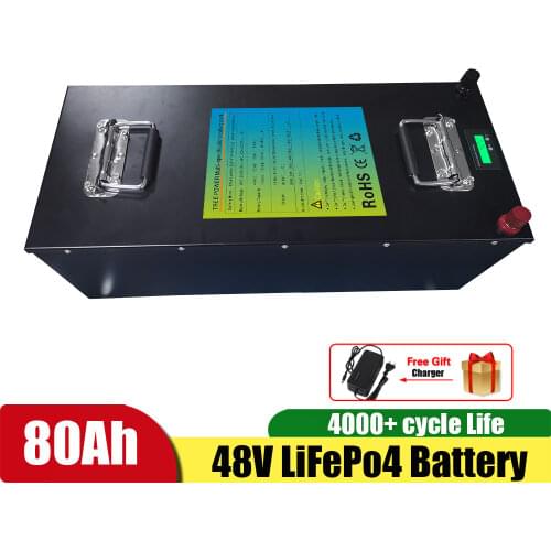 48V 80Ah Lifepo4 lithium battery Lithium iron phosphate with BMS for 5000w Scooter bike golf cart RV bike +10A charger