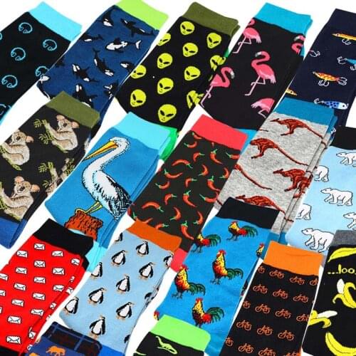 Harajuku Socks high quality animal cartoon dog Pattern Long Tube Happy Men Socks Novelty Skateboard Crew Casual Crazy Socks