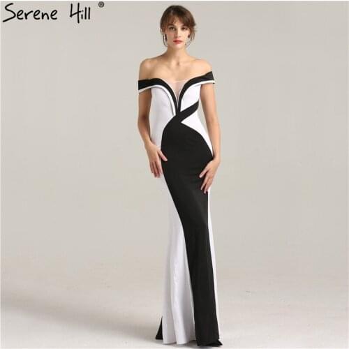 New White VS Black Simple Prom Dresses Sexy Mermaid Elegant Fashion Long Evening Party Dress 2020 Vestidos Festa LA6266