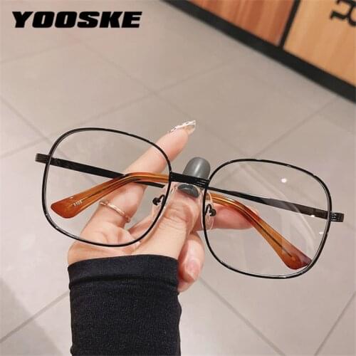 YOOSKE Oversized Glasses Frame Women Men Metal Square Eyeglasses Frames Luxury Brand Desiginer Myopia Optical Fake Spectacles