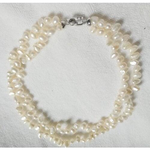 2 strands 10mm bright white flat baroque pearl necklace natural Freshwater PEARL Women Jewelry 35cm 43cm 14'' 17'' 60cm