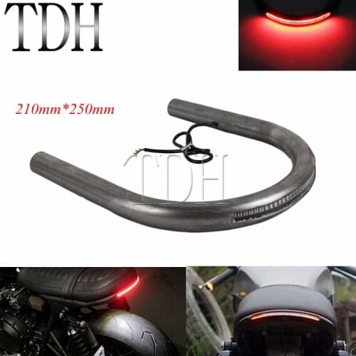 Motorcycle Flat Rear Seat Hoop Frame Loop 1" Tube LED Light Strip Tail Brake Light for Cafe Racer BMW Suzuki Honda CB Chopper