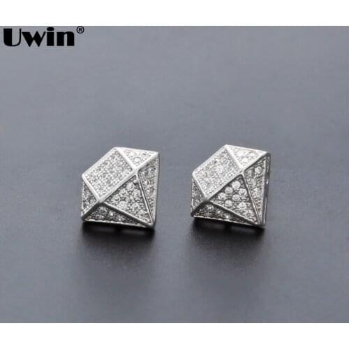 Silver Plated Cubic Zircon Triangle Shape Stud Earrings Design For Women Elegant CZ Small Iced Out Stud Earring Party Gift