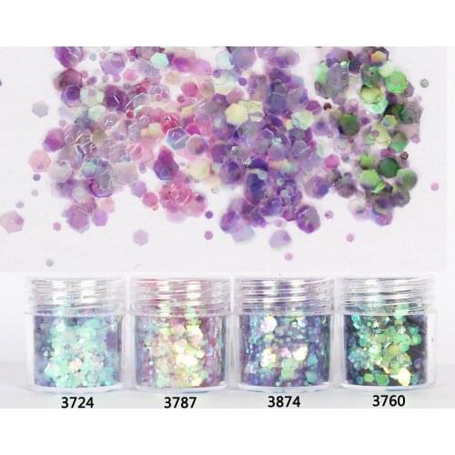 Mermaid Big Scale Chameleon Aurora Hexagon Glitter Bling Bling Filling Materials for Resin Jewelry Tools Uv Resin Pigment (4pcs)