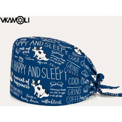 Dog pattern Scrubs hat Wholesale Fashion Breathable Scrub Cap Printed Casual Unisex Outdoors Nursing Pet shop cap lab work hat