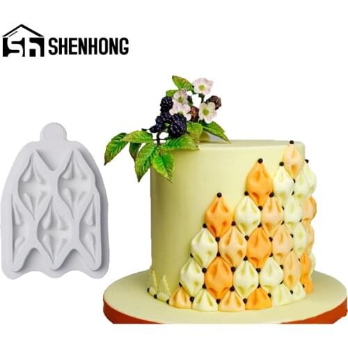 SHENHONG Fabric Sugar Craft Pastry Tray Silicone Cake Molds Gumpaste Baking Mould Fondant Dessert Border Decorating Tools