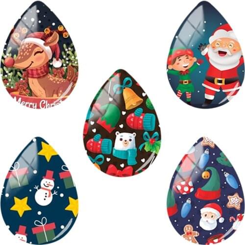 TAFREE Cartoon childrens necklace pendant Accessories 18x25mm Handmade Tear Drop Shape Glass Cabochon Christmas jewelry CM505