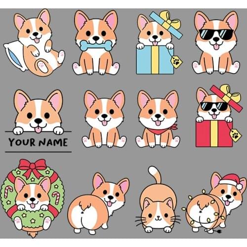 Corgi Dog Animal Stickers cute patches Stickers t shirts thermal stickers on clothes Cheap DIY Appliques Iron-on Transfers
