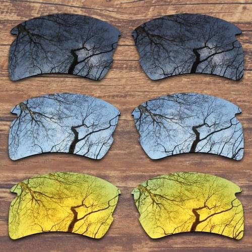 ToughAsNails 3 Pairs Black.Silver.Gold Polarized Replacement Lenses for Oakley Flak 2.0 XL OO9188 Sunglasses