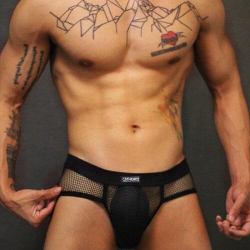 Sexy Male Underwear Transparent Bikini BriefsBulge Mesh See Through Erotic Underpants Fashion Low Waist Brief Lingerie Intimate
