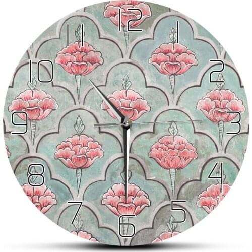 Vintage Mughal Wall Rounded Printed Acrylic Wall Clocks Retro Old School Style Home Decor Clocks Living Room House warming Gift