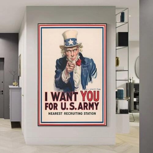Vintage Army Propaganda Poster and Prints American Washington Art Canvas Painting Wall Art Pictures Cuardos for LivingRoom Decor