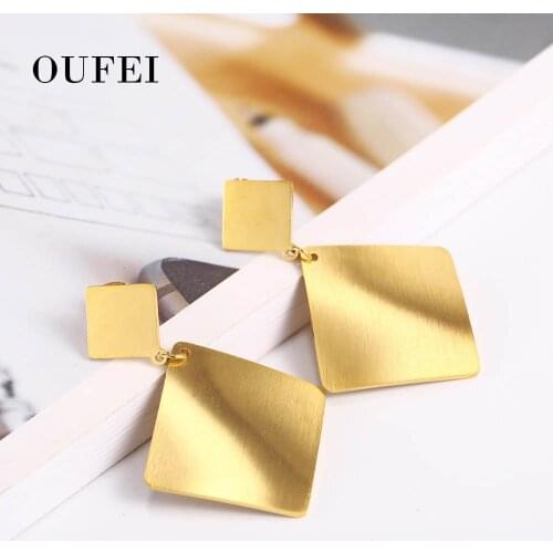 OUFEI drop earrings for women stainless steel Womens earrings 2019new korean fashion jewelry Rose gold irregular earrings