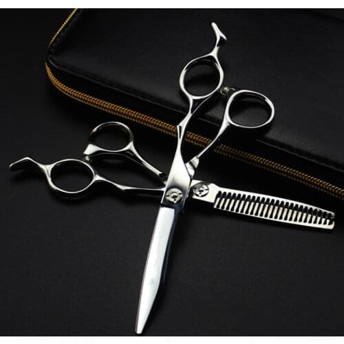 Professional japan 440c 6 inch upscale silver hair scissors cutting barber makas haircut thinning shears hairdressing scissors