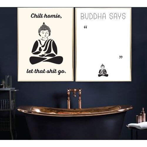Funny bathroom sign canvas prints buddha poster bathroom art mural bathroom decoration female painting