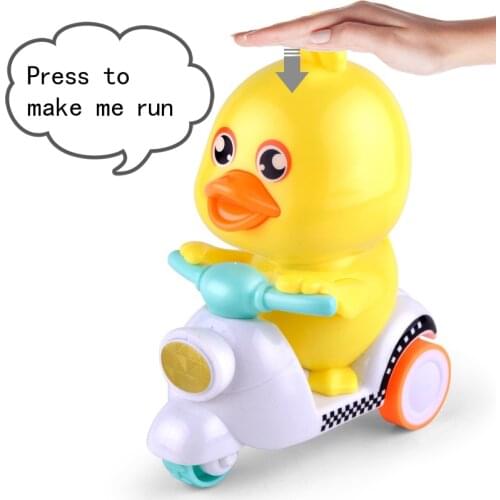 Yellow Duck Motorcycle Pull-back Car Pressing The Head Will Move Clockwork Wind-up Toy Puzzle Toys For Children Baby Gift
