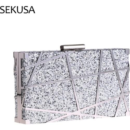 Womens Metal Clutch Bag Wedding Hollow Luxury Designer Party Handbag Chain Shoulder Bag Famous Women Brand Handbags 2021