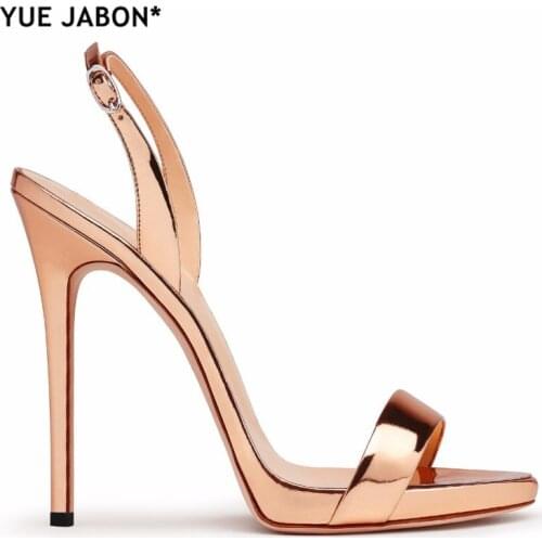 Rose Gold 12CM High Heels Women Brands Style Ladies Classic Back Strap Heels Sexy Red Black Nude Stilettos Shoes Summer Sandals