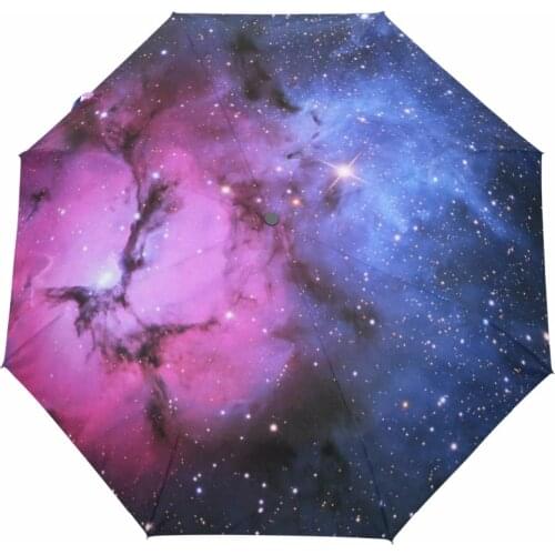 Beautiful Starry Sky Printed Women Umbrella Men Three Folding Fashion Umbrellas Anti-UV Fully Automatic Umbrella Male Paraguas