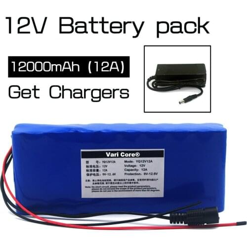 12v 18650 Lithium-ion Battery Pack 12A Protection plate 12000mah Hunting lamp xenon Fishing Lamp USE+12v 3A charger