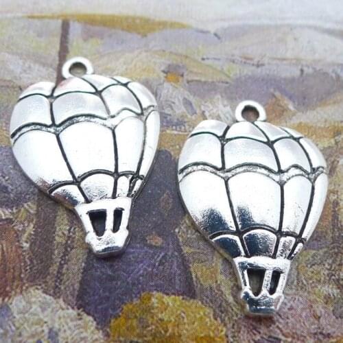 15PCS/Lot 17mm*25mm Fire Balloon Pendant Antique Silver Color Hot Air Balloon Charms For DIY Jewelry Making Handmade Craft