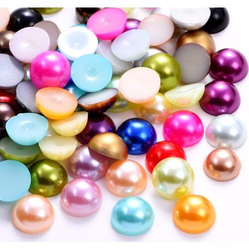 2mm-1000pcs Resin Half Round Pearls Rhinestones Flatback Half Round Pearls Multi Colors Glue On Rhinestone For Garment H1002