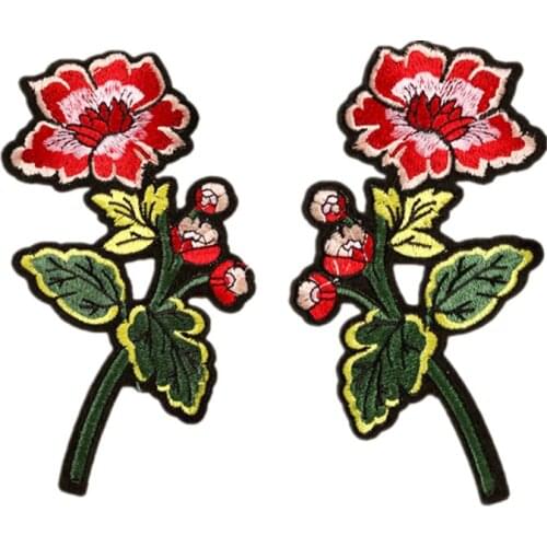2PCS Embroidery Patches Flower 14CM Sew Iron On Patch Embroidered Badges For Bag Jeans Hat T Shirt DIY Appliques Craft Decor