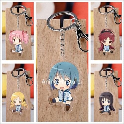 20 pcs/lot Puella Magi Madoka Magica Acrylic Keychain Toy Figure Kaname Madoka Bag Pendant Key Ring Gifts